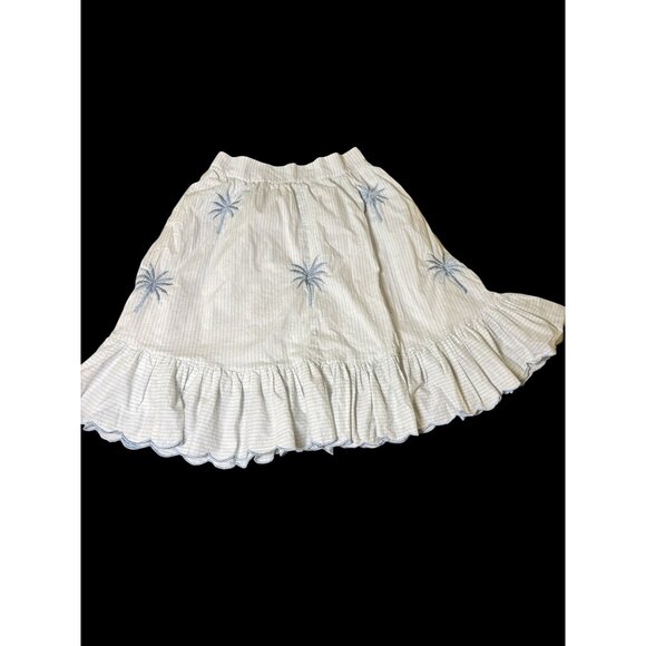 Zapelle Palm Tree Skirt, Lined, Blue & White, Sz. Large - Picture 1 of 6
